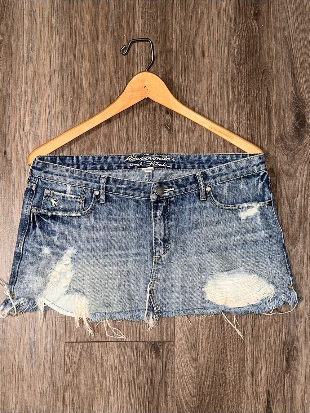 Abercrombie & Fitch Denim Mini Skirt Y2K Distressed
